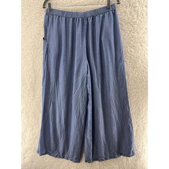 NIC+ZOE Pants Women's Size Medium Blue Wide Leg Pull On Pockets Lyocell Chambray - Picture 8 of 9
